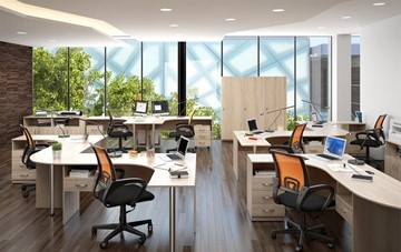 Комплект офисной мебели SIMPLE с эргономичными столами и тумбами в Костроме - предосмотр 3